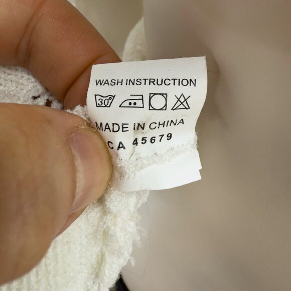 VINTAGE Crochet Cropped Boho Flowy Open Front Cardigan Bolero White Casa Donna S - Picture 7 of 7